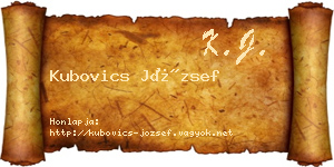 Kubovics József névjegykártya